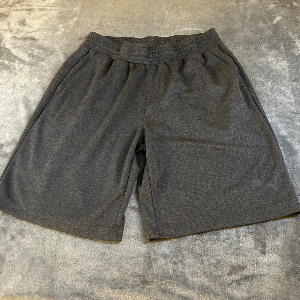 Puma Shorts Gray Mens Large Athletic Gym Casual Running Lounge Elastic Waist
